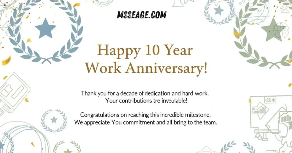 Professional 10 Year Work Anniversary Messages